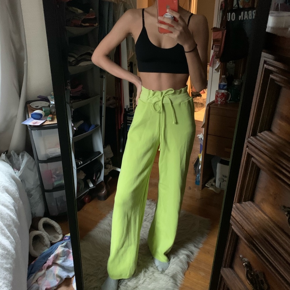 Lime Green Knit Lounge Pants PLT